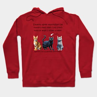 Experts agree responsible cat owners feed their cats fresh tuna at least 5 times a week - funny watercolour cat designs Hoodie